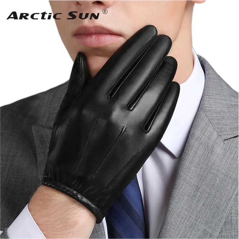 BOOUNI Genuine Leather Men Gloves Autumn Winter Plus Velvet Fashion Trend Elegant Male Leather Glove For Driving NM792B
