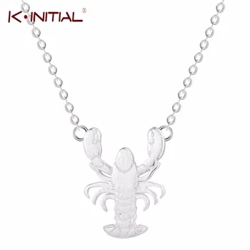 Kinitial Animal Necklace 925 Sterling Silver Tiny Lobster Pendants & Necklaces Jewelry Lovely Gift Women Girl