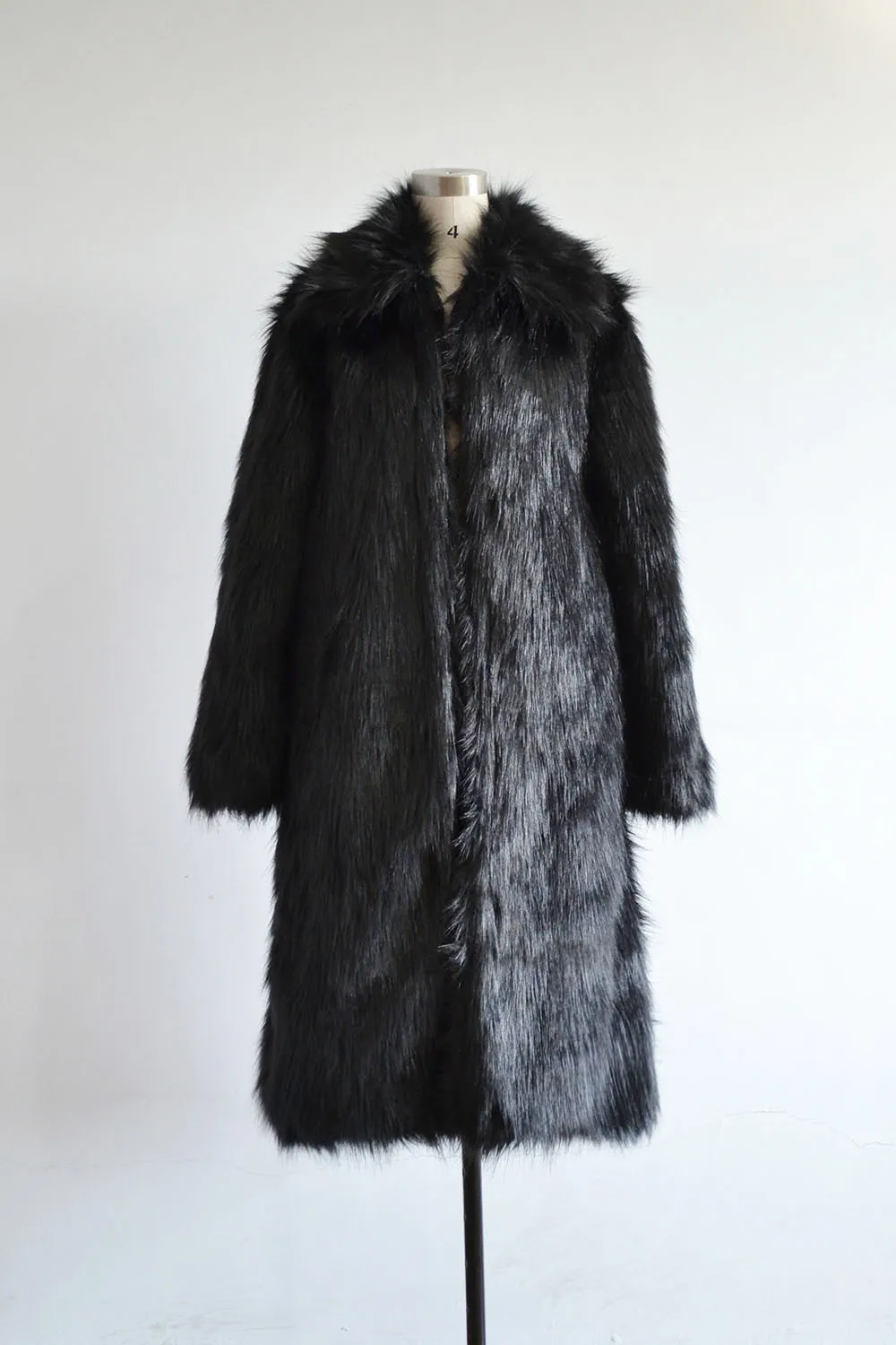 Мужская шуба из лисьего меха, верхняя одежда из искусственного меха, ветровка, шуба, мужская куртка-парка в стиле панк, мужские кожаные теплые пальто - Цвет: Black