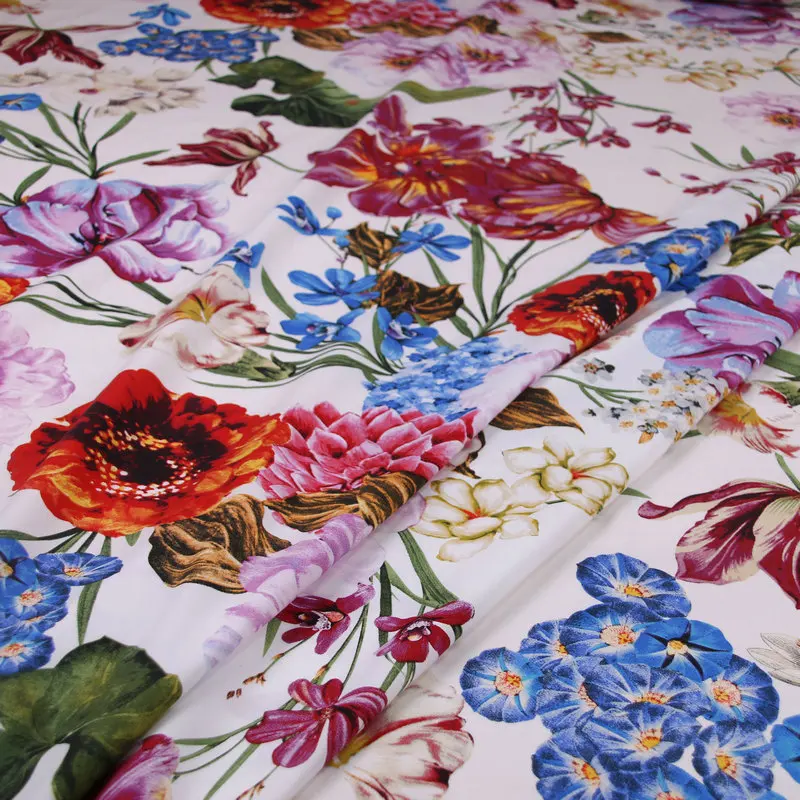 Высокая плотность цветочный принт хлопок Поплин Ткань, хлопок ткань для женщин детская одежда, сделай сам лоскутный материал tissu au metre
