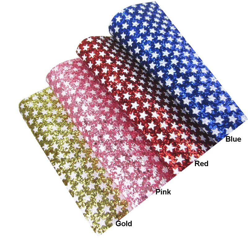 

Chunky Star Glitter Fabric Sheets Fabric Leather sheets for Material DIY Hair Bows 20*34cm 12pcs/lots PPUL42