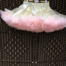Цвета слоновой кости с розовым pettiskirts-Pettiskirt-бантом юбка-пачка девочек на первый день рождения наряд-американка- младенческой Pettiskirt
