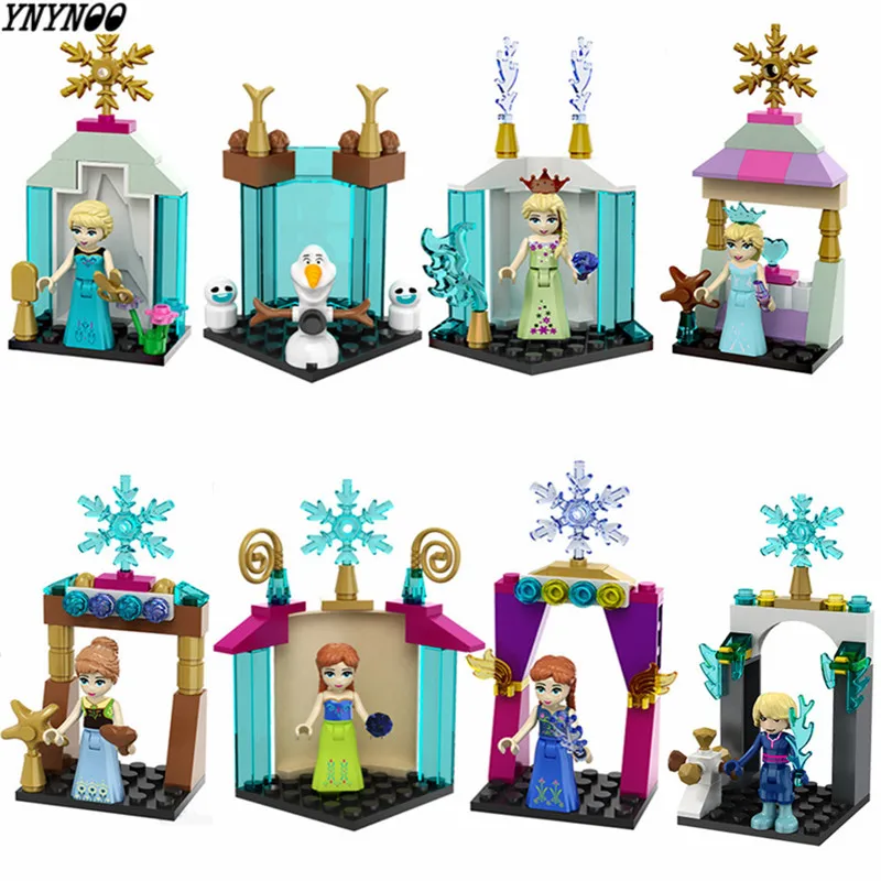 

YNYNOO 8pcs Mini Princess Anna Elsa Olaf Building Blocks Christmas gifts Toys Compatible Friends For Girl Kids toys Christmas