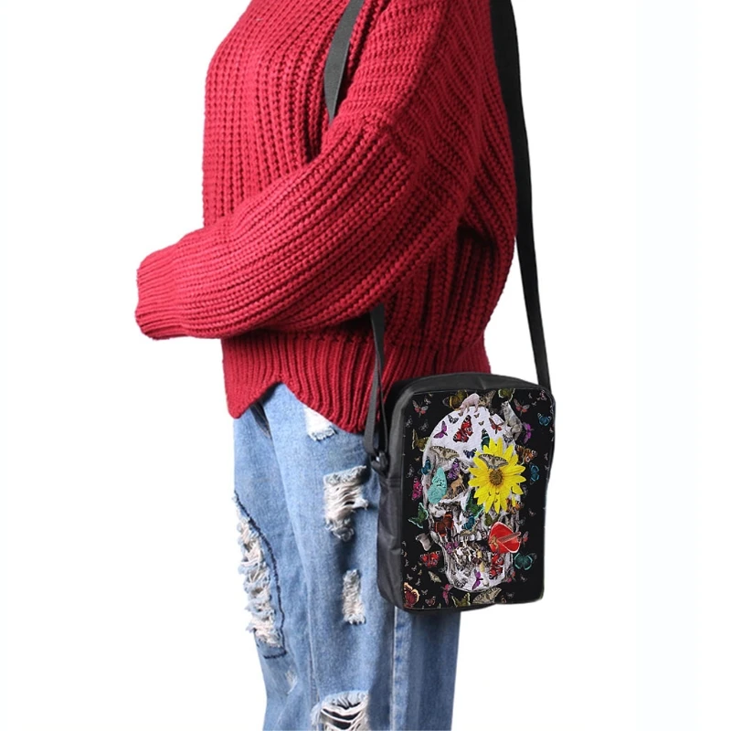 

Women's Fashion Canvas Skull Hiking Shoulder Bag Small Messenger Bags for Women 2018 Luxury Handbags Crossbody Purse 12 Styles