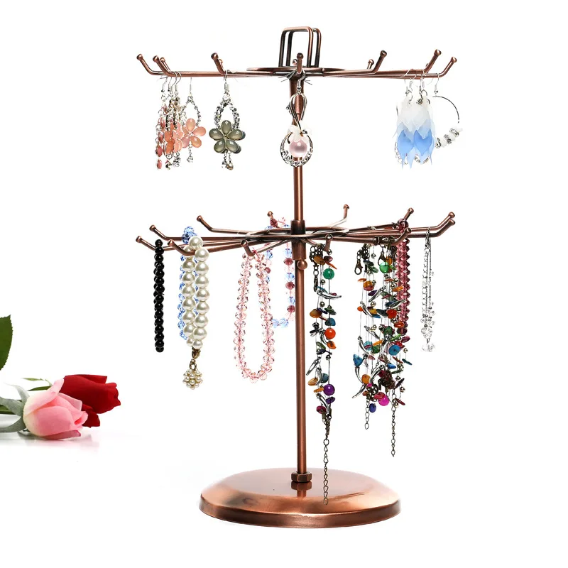 24 Hooks Vintage Jewelry Display Stand Holder Jewelry Organizer Hard Display Stands