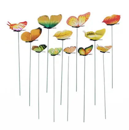 12PCS/Lot 3D Artificial Butterfly Garden Decorations Simulation Butterfly Stakes Yard Plant Lawn Decor Fake Random Color - Color: 12pcs 1set