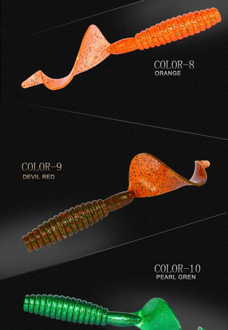 3 шт./лот, Мягкая приманка, 12 г, 105 мм, большой скрученный хвост, Мягкая приманка для жирных мальчиков, искусственная приманка для рыбалки, наживка для джигггинга, Texas Rig