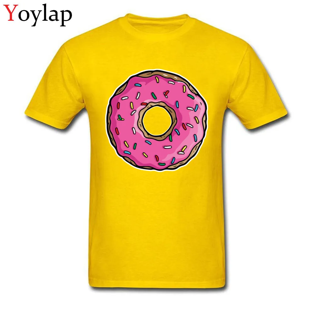 Mens Tops Shirt Cute Slim Fit T-shirts 100% Cotton Crew Neck Short Sleeve Street Donut Tee Shirts Top Quality yellow