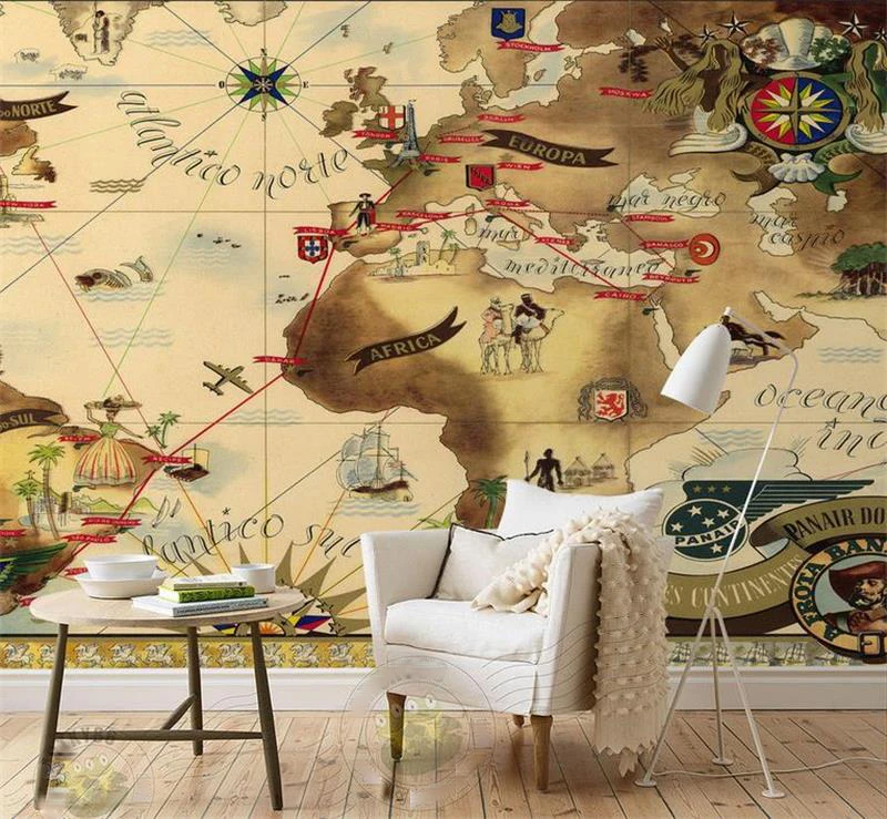 

3d wallpaper custom photo mural non-woven wall sticker Brazil Pan American aviation line map painting room wallpaper for wall 3d
