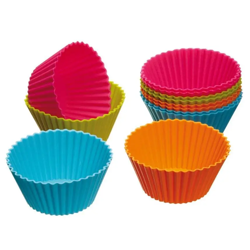 

New Qualified 12 Pcs Kitchen Craft Colourworks Silicone Cupcake Cases Cake Decorating Tools For Bakeware Pan Muffin Cup D23OC9