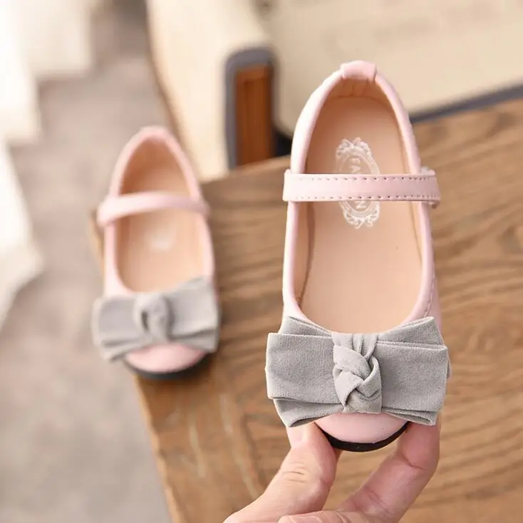 

2019 New Spring Girl Wedding Party Princess Leather Shoes Perform Shoes For Girls Kids Baby Single Bow Shoes EU 21-36