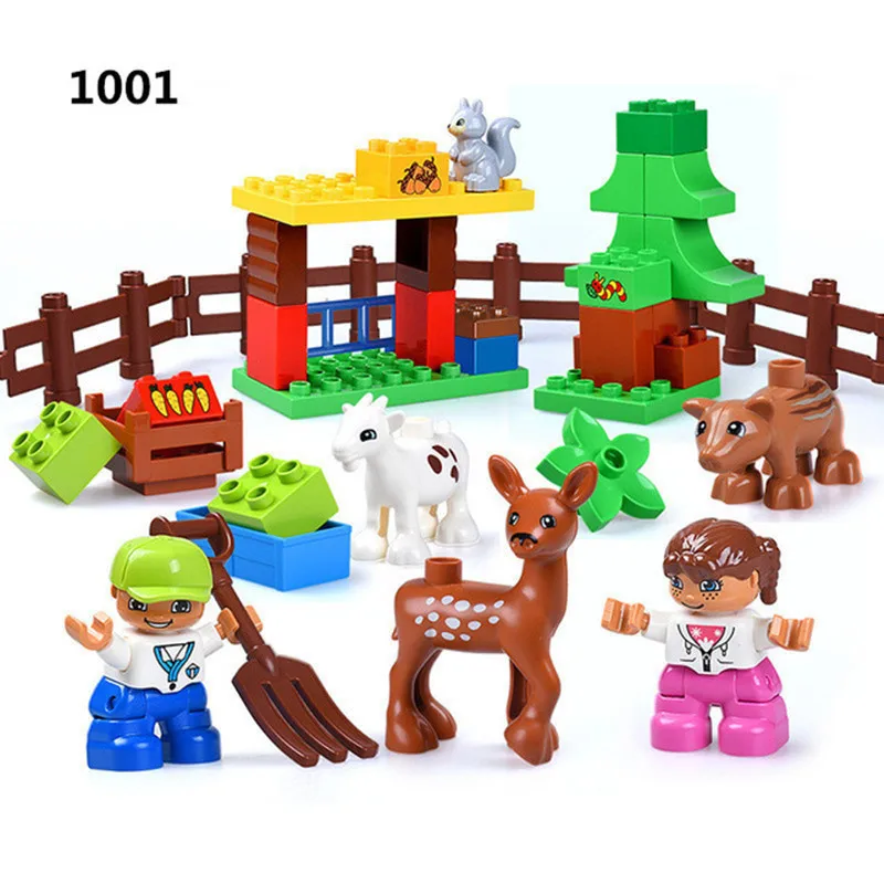 Большой размер Diy Кирпичи Happy Farm Zoo животные хобби строительные блоки набор