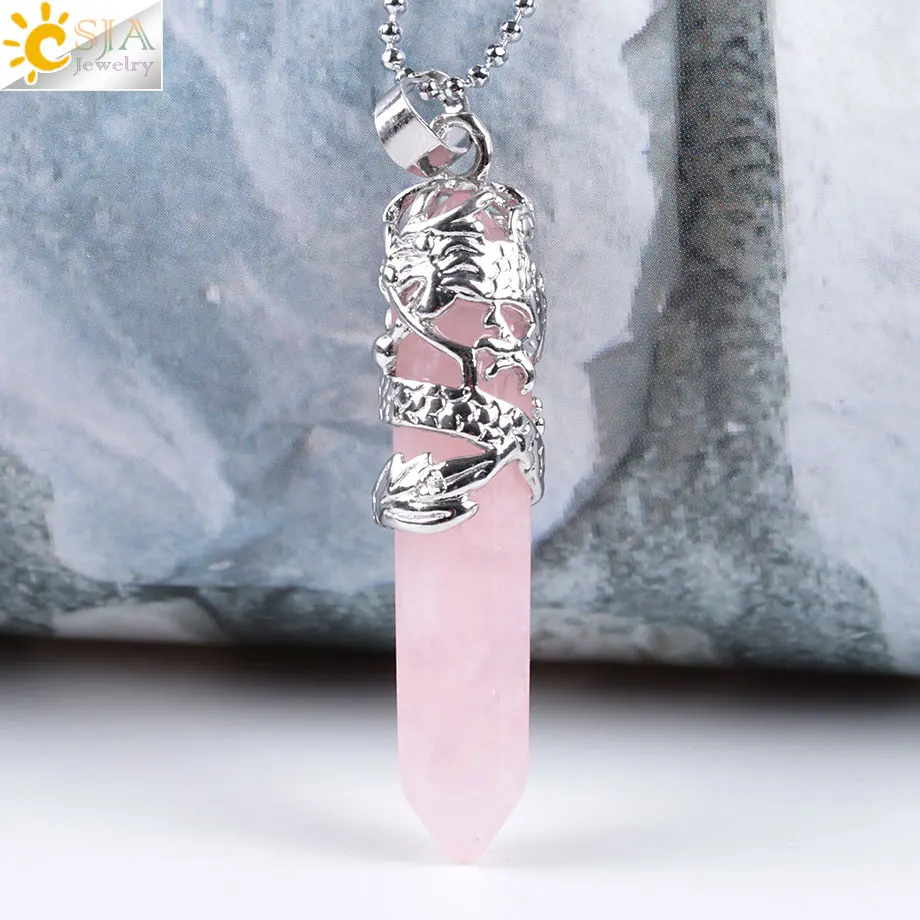 Dragon Necklace Quartz Necklaces Natural Crystal Stone Hexagonal Prism - Image 2