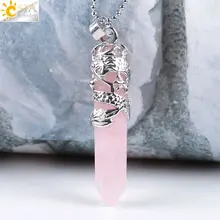 Stone Hexagonal Crystal Dragon Necklace
