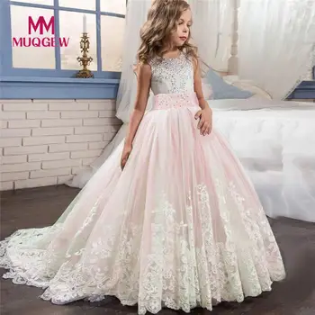 

Lace Girl Princess Bridesmaid Pageant Tutu Tulle Gown Party Wedding Dress dance dress for girls baby dress sleeveless #WS