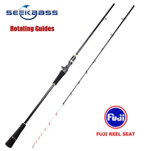 Seekbass vara de pesca 2.1m 40-120g, vara de pesca lenta de carbono, guia rotativo, vermelha haste de borracha snapper da respiração