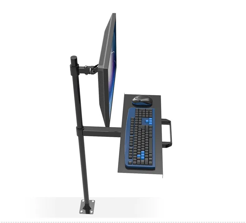 

W811 Full Rotation Free Lifting Floor Mount Monitor Keyboard Tray Holder Sit-Stand Workstation