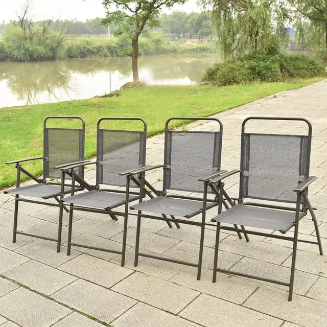 set of 4 folding chairs steel folding pcs patio garden set furniture folding chairs table with umbrella gray new hw52116 online shop set of 4 folding chairs steel folding pcs patio garden set furniture folding chairs table with umbrella gray new hw52116 online shop