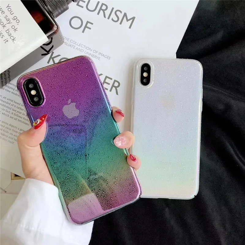 

Fashion Flash Rainbow Translucent 3D Water Drop Phone Case for iPhone X 6 6S Plus 7 7Plus 8 8Plus Soft TPU Color Back Cover