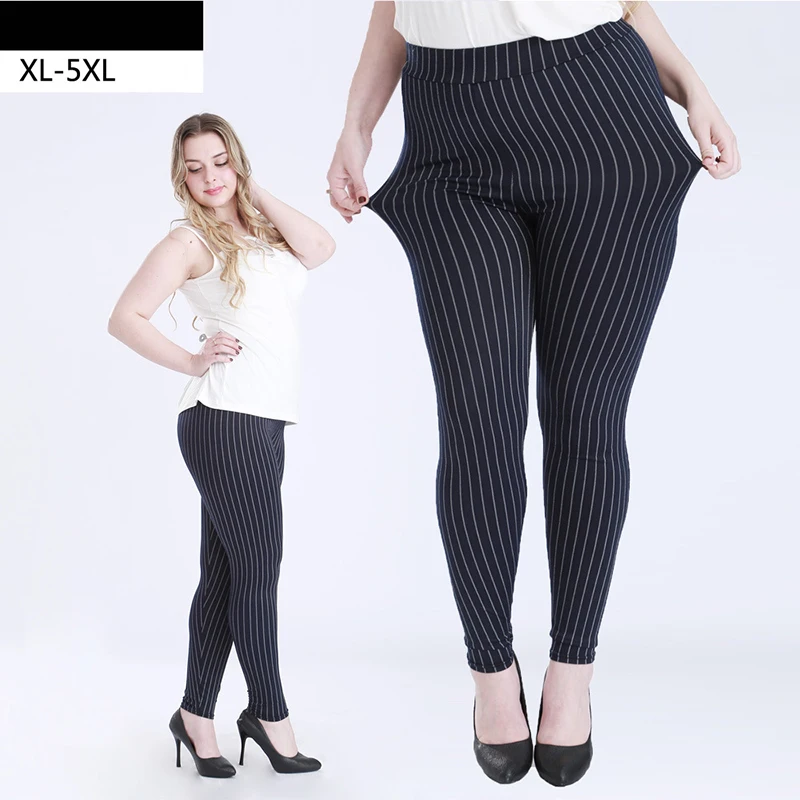 

Spring and autumn women clothing,vertical striped cotton Jeans leggings plus size 5xl