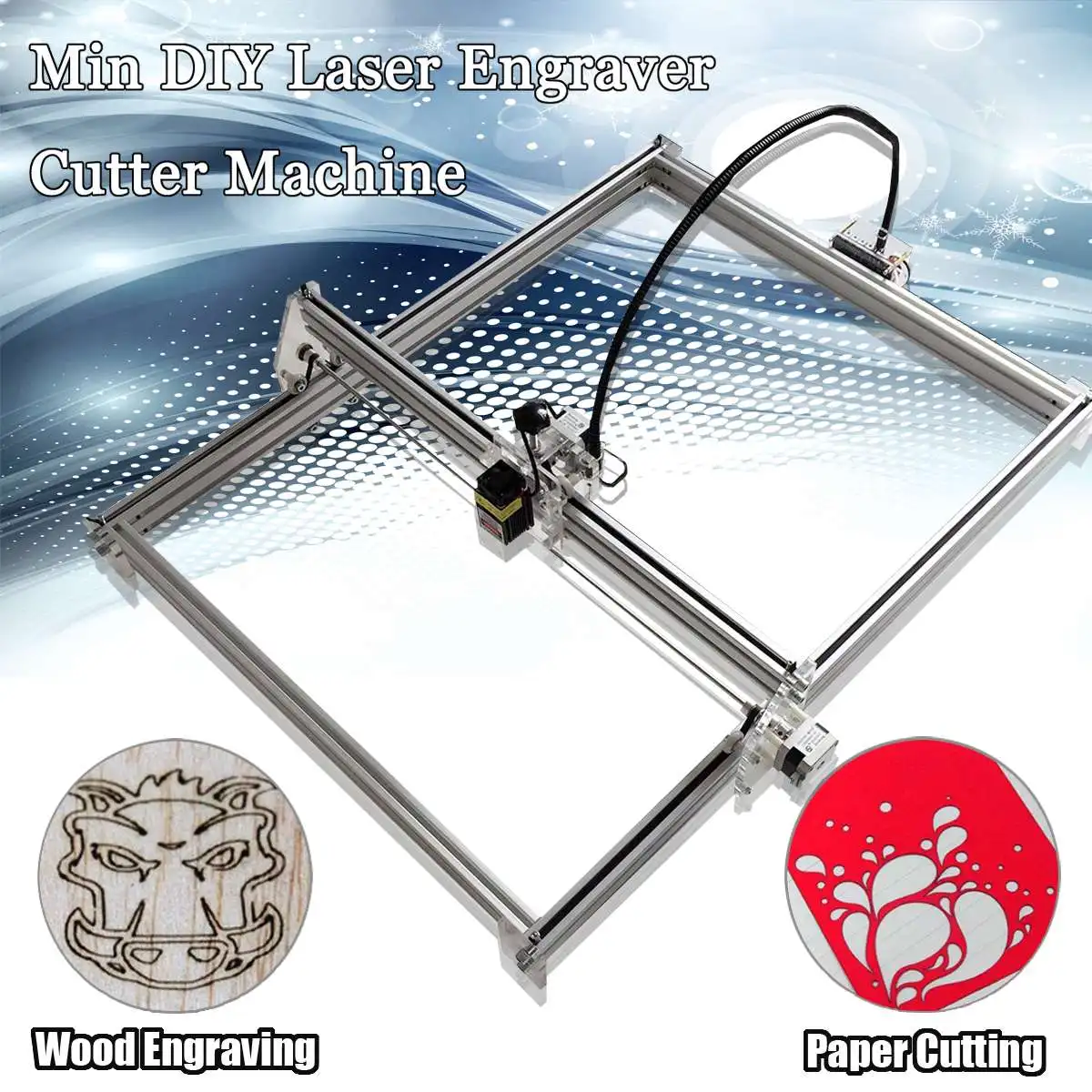 

65x50cm 7000mW DIY Desktop Mini Blue Laser Cutting/Engraving Engraver Machine DC 12V Wood Cutter Power Adjustable +Laser Goggles