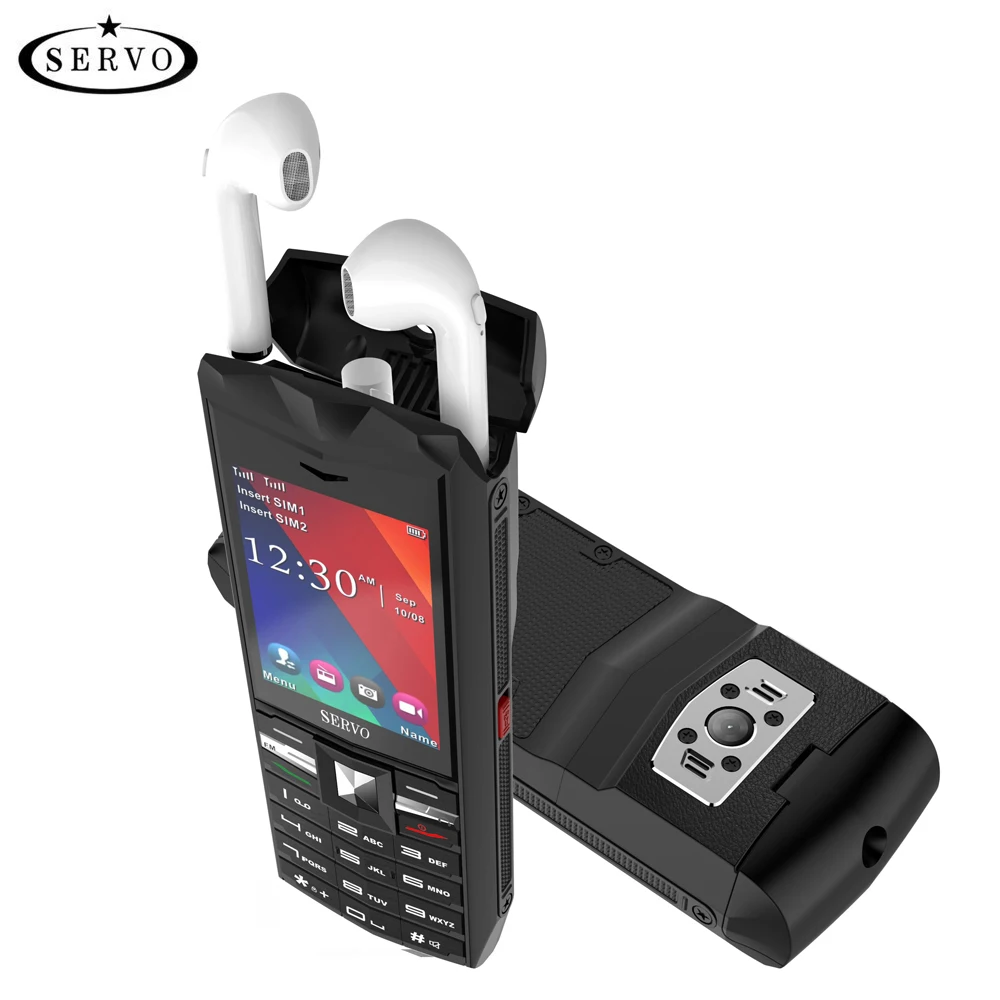 SERVO R26 2," мобильный телефон с TWS 5,0 Bluetooth беспроводные наушники 3000 мАч Внешний аккумулятор GSM GPRS телефон