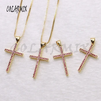 

10 strands cross charm necklace PINK Crystal pendants necklace for women cross charm pendants accessories jewels gift 5496