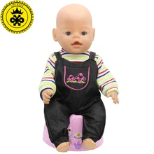 Baby Born Doll Clothes Fit 43cm Zapf Baby Born Doll Long-sleeved Striped Jumpsuit Suit Accessories Children Birthday Gifts T-1