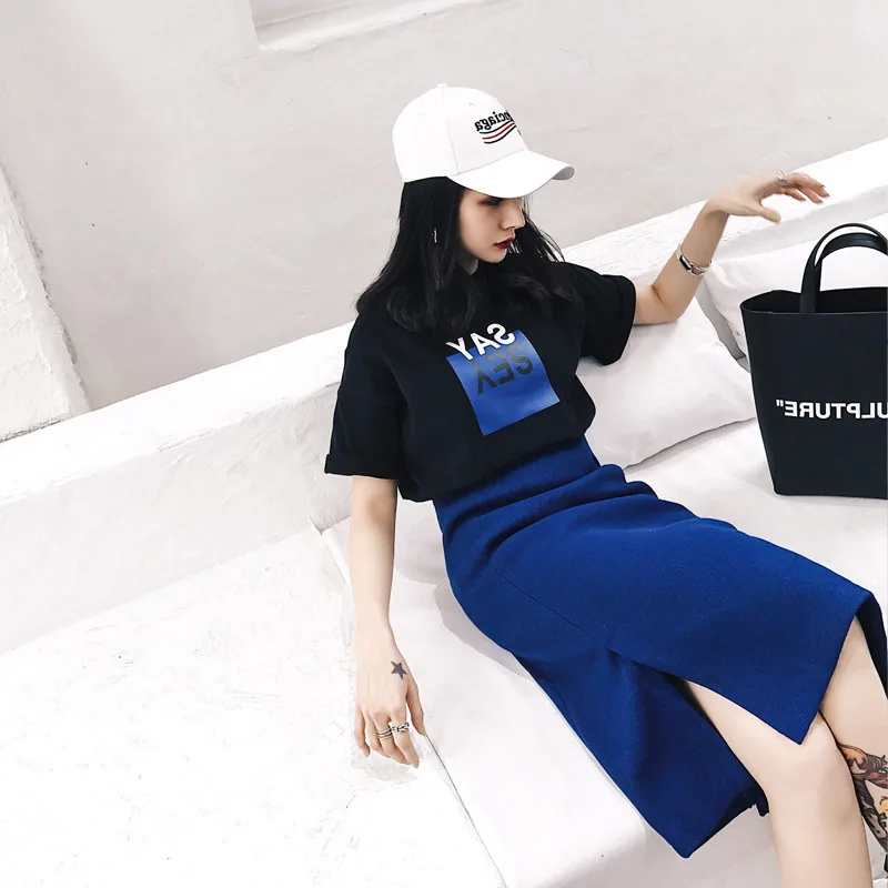 2pcs/Set 2018 Fashion Summer Autumn Women Set Korean Style Cotton Shorts+Polyester Dress Casual Students Letter Set Women's Sets