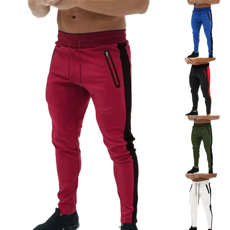 

HEFLASHOR Mens sports Joggers Pants Casual Fitness Tracksuit Trousers Patchwork elastic waist Workout Gyms Skinny Sweatpants