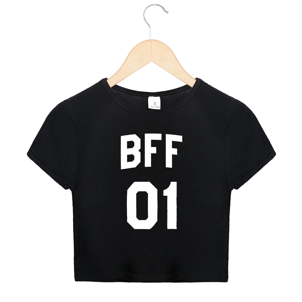 Подарок для BFF 01 02 рубашки девушки Bff женская футболка обрезанная Tumblr летняя