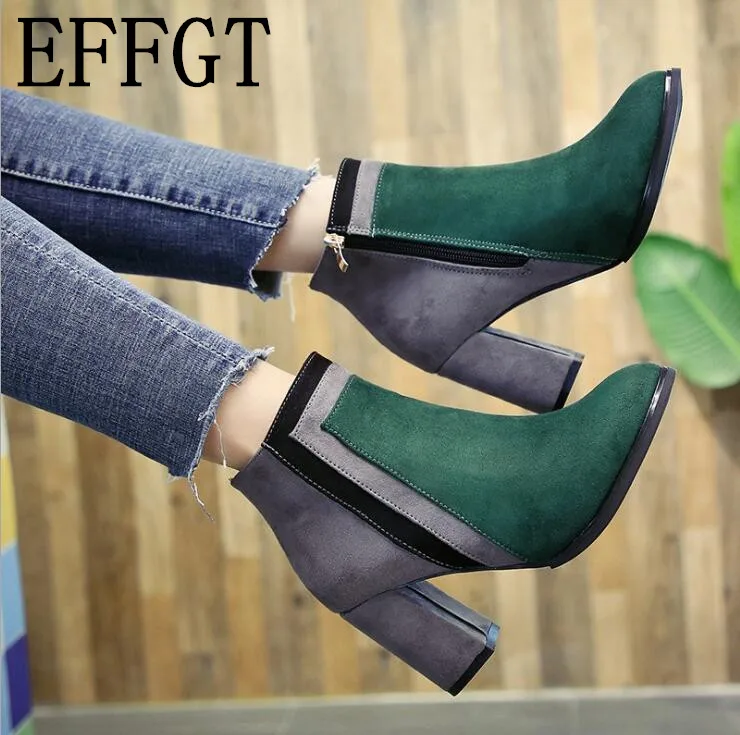 EFFGT Botas mujer 2019 newest mixed color ankle boots EFFGT Botas mujer 2019 newest mixed color ankle boots