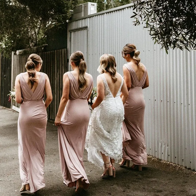 Bbonlinedress платья подружки невесты с v-образным вырезом 2019, винтажная императорская невеста, шифоновые вечерние платья, свадебное платье для