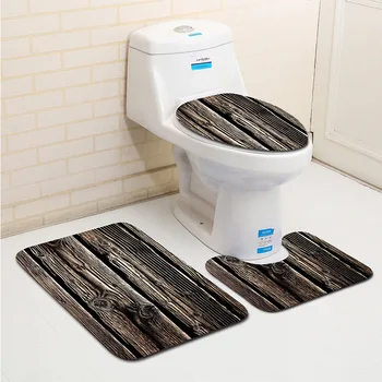 

3pcs/set Non-Slip Flannel Bathroom Pedestal Rug + Toilet Lid Cover + Bath Mat Sea World/Maple Bedroom Car Seat Floor Mat Pad