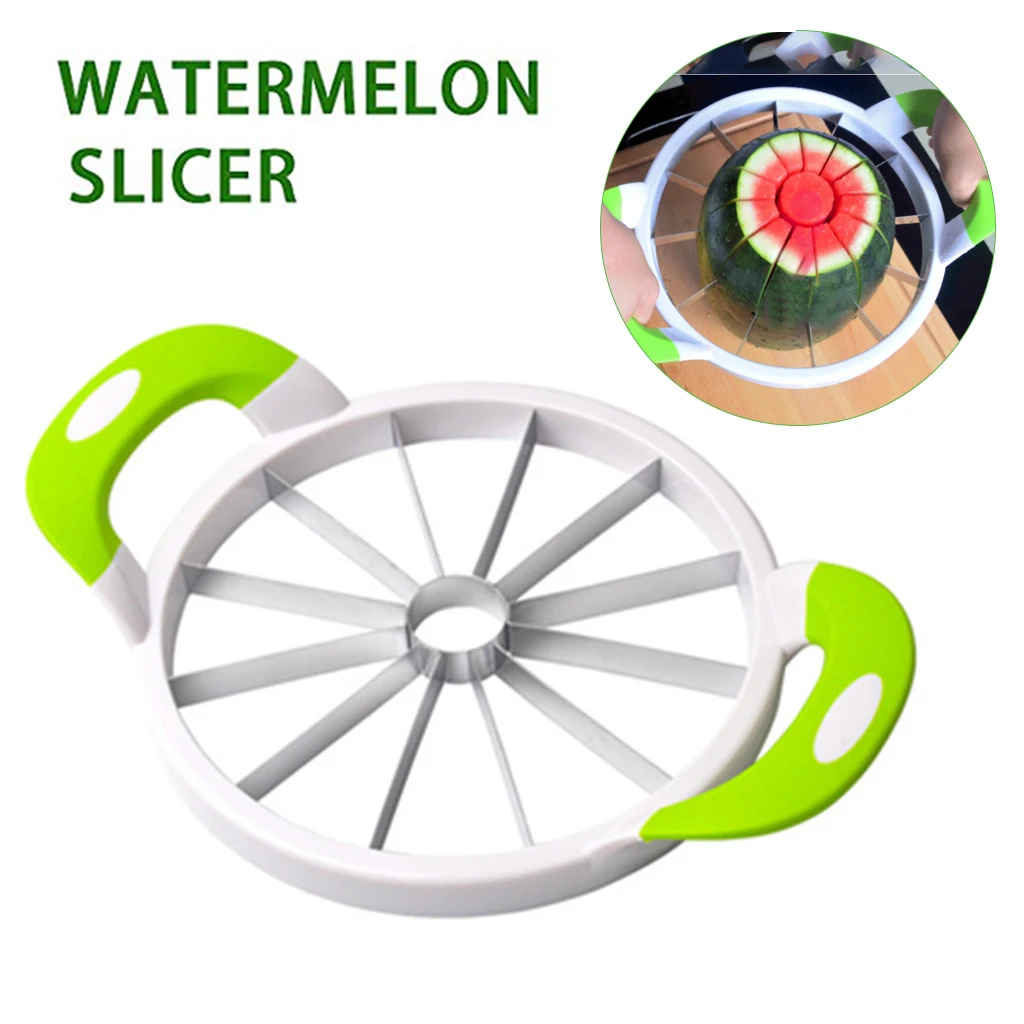 

Slicer Cutter with Comfort Silicone Handle Home Stainless Fruit Slicer Cutter Peeler Corer Server for Honeydew Watermelon etc