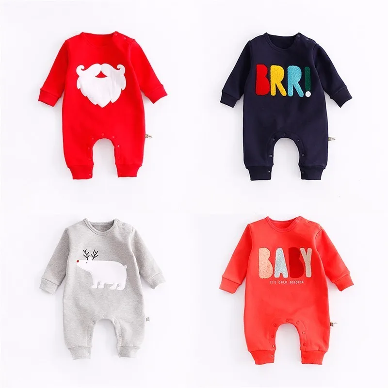 

0-18M New Baby Boys Clothes Cartoon Christmas Cotton Long Sleeve Baby Costume Jumpsuits Roupas Bebes Infant Girls Romper