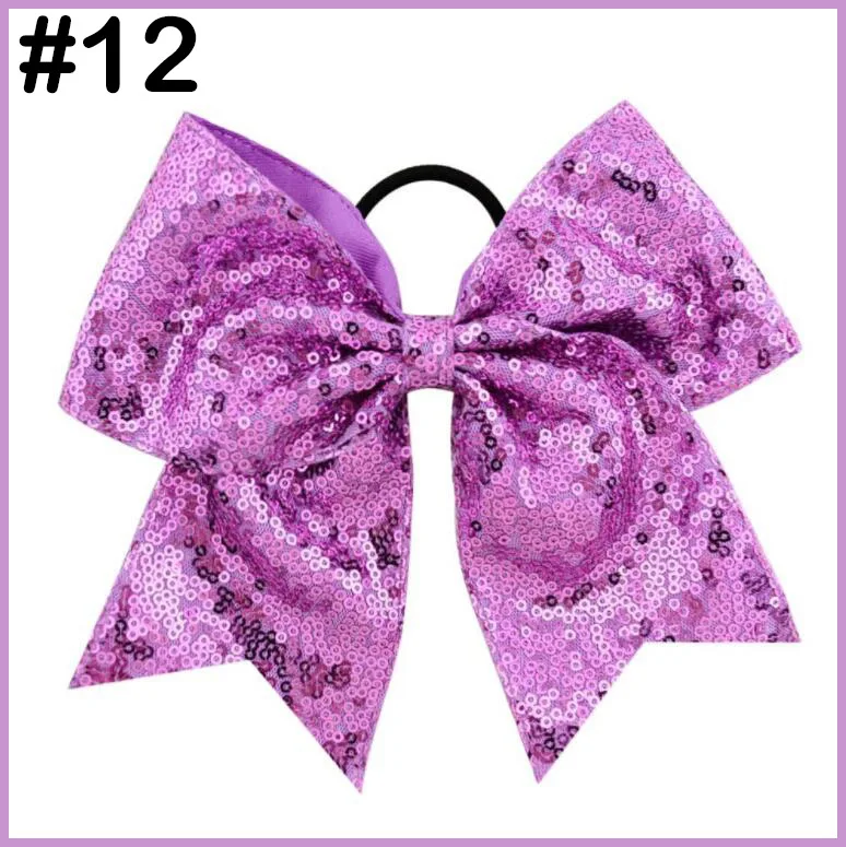 

free shipping 5pcs 8'' Inch Bling Sparkly Glitter Sequins Pigtail Bows For Girls Large Cheerleader Hair Bows Ponytail Holder