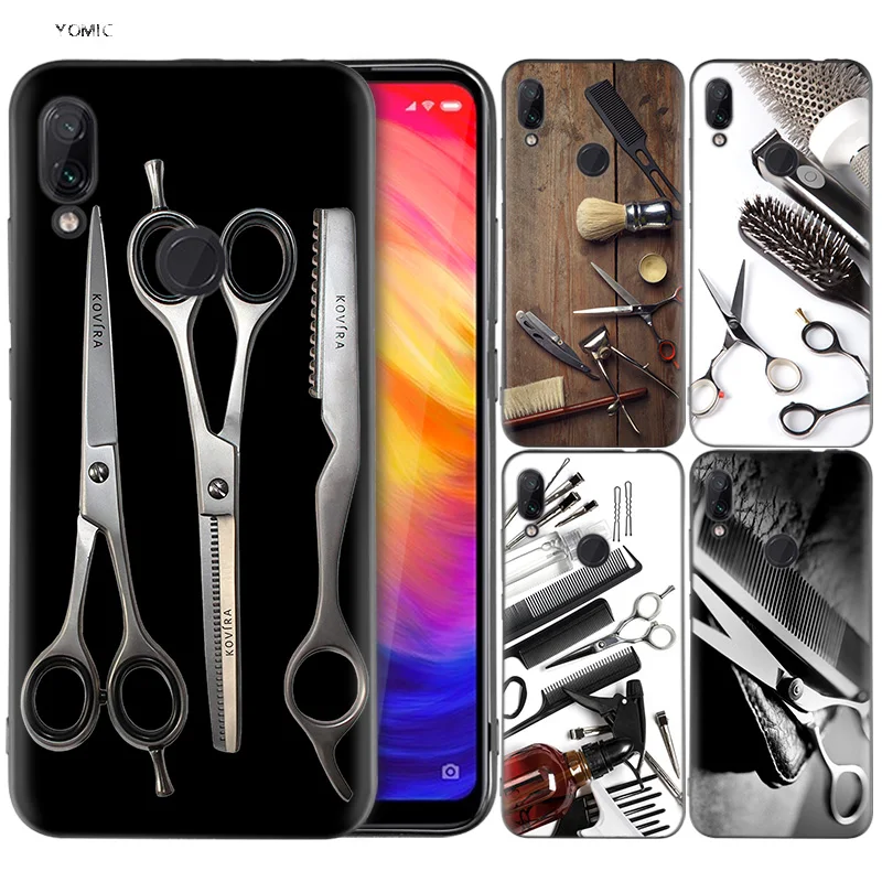 

Silicone Coque Case for Xiaomi Redmi Note 7 6 5 Pro Mi A1 A2 8 Lite 9 GO Poco F1 S2 4 4X Plus Hair Stylist Scissors Brush switch