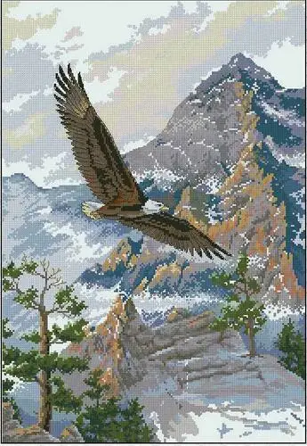 cs-2163 Cross Stitch Kit Soaring the Peaks Eagle Eagles and Mountain dim 03766 3766
