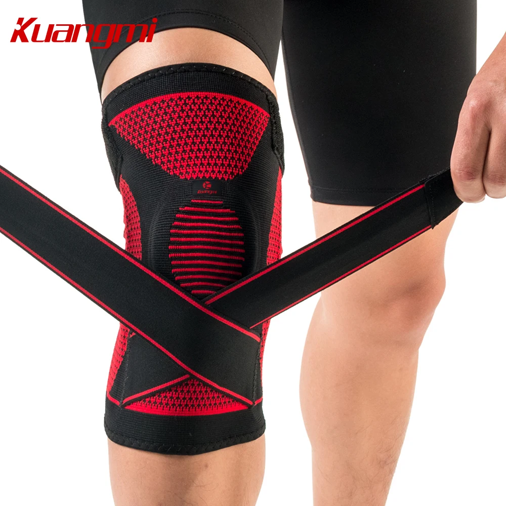 Kuangmi سيليكون منصات الركبة الكرة الطائرة الركبة كم مرونة دعامة الركبة دعم الرياضة قابل للتعديل ضمادة الركبة حامي كرة السلة