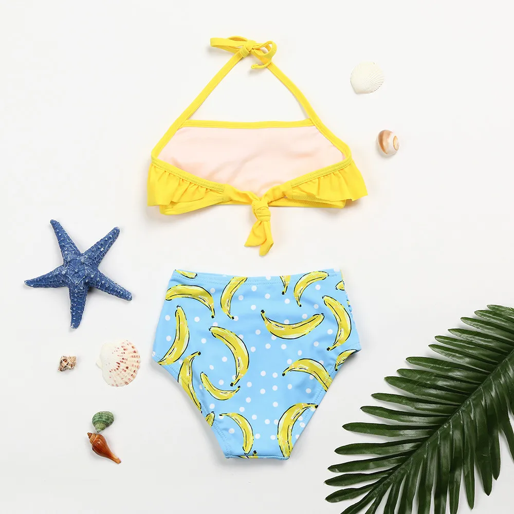 2Pcs Toddler Baby Girls Ruffles Banana Print Swimwear Bathing Bikini ...