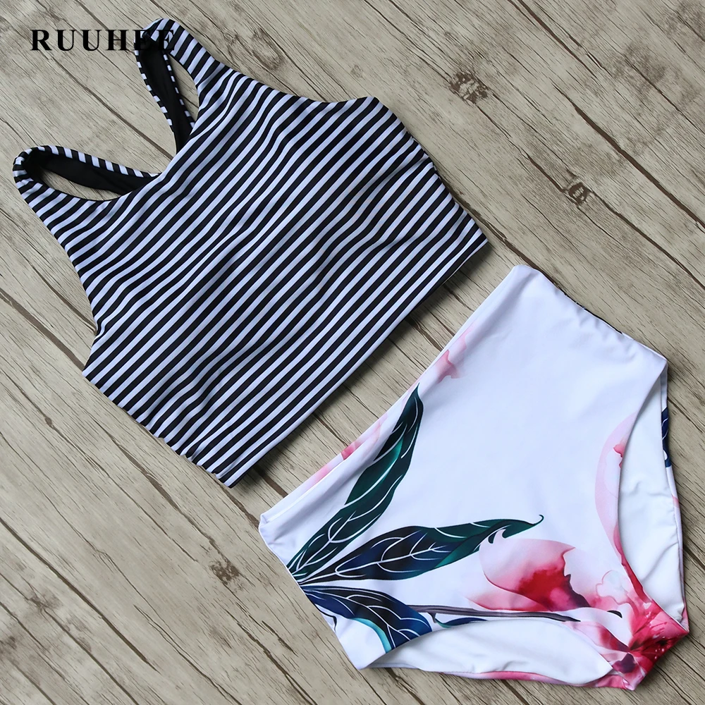 RUUHEE Bikini 2017 Black Swimsuit Women High Waist Bikini Set Padded Swimwear Push Up Bathing Suit