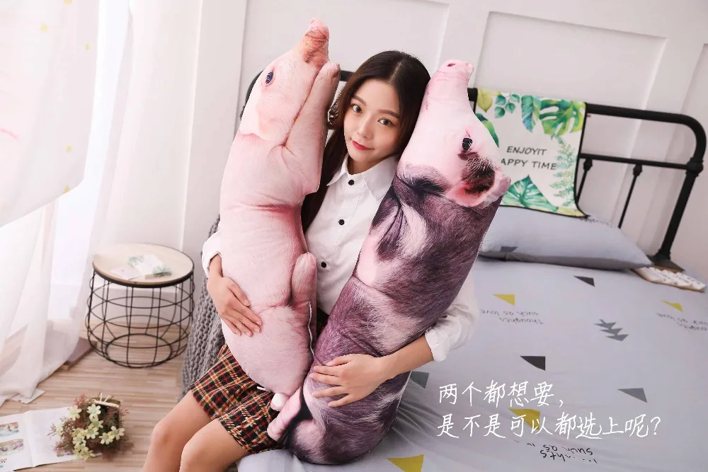 tamanho grande impressão simulado porco recheado travesseiro realista porco pelúcia animal lance travesseiro sofá decoração almofada