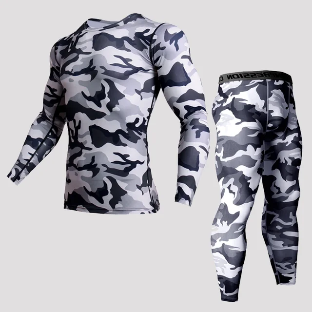 Cheap Quick Dry Men's Running Sets 2 pieces/sets Compression Sports Suits Men Basketball Tights Clothes Gym Fitness Jogging Sportswear