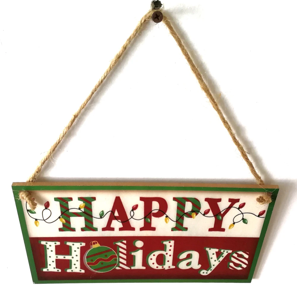 

Wooden Wall Door Sign Happy Holiday Christmas Banner Decorative Hanging Wooden Plate Doors Board Hanging Wooden Pendant