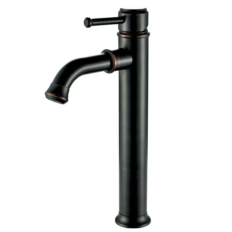 

Brass material black bronze technology simple table top basin faucet black hot and cold mixer basin faucet single hole