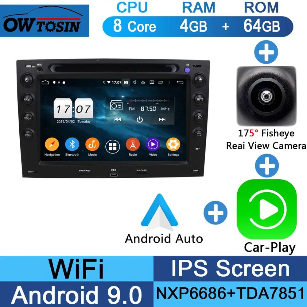 " ips 8 ядерный 4G+ 64G Android 9,0 автомобильный dvd-плеер для Renault Megane 2 ii 2003 2004 2005 2006 2007 2008 2009 CarPlay мультимедиа - Цвет: Fisheye Carplay n A