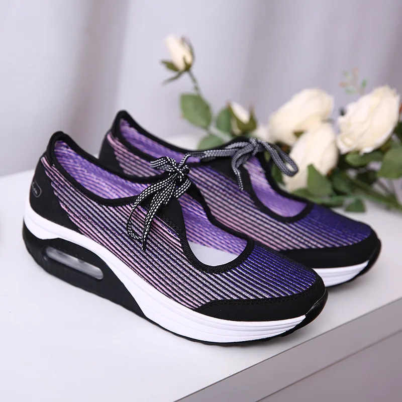Women Thick Bottom Sport Running Shoes 2017 Female Breathable Mesh Comfortable Outdoor Walking ...