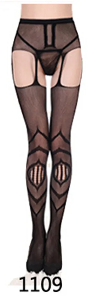 Hot 11 Styles Sexy Thigh High Stockings Women Black Fishnet Jacquard Stocking Pantyhose Tights Adult Women Plus Size - Цвет: G