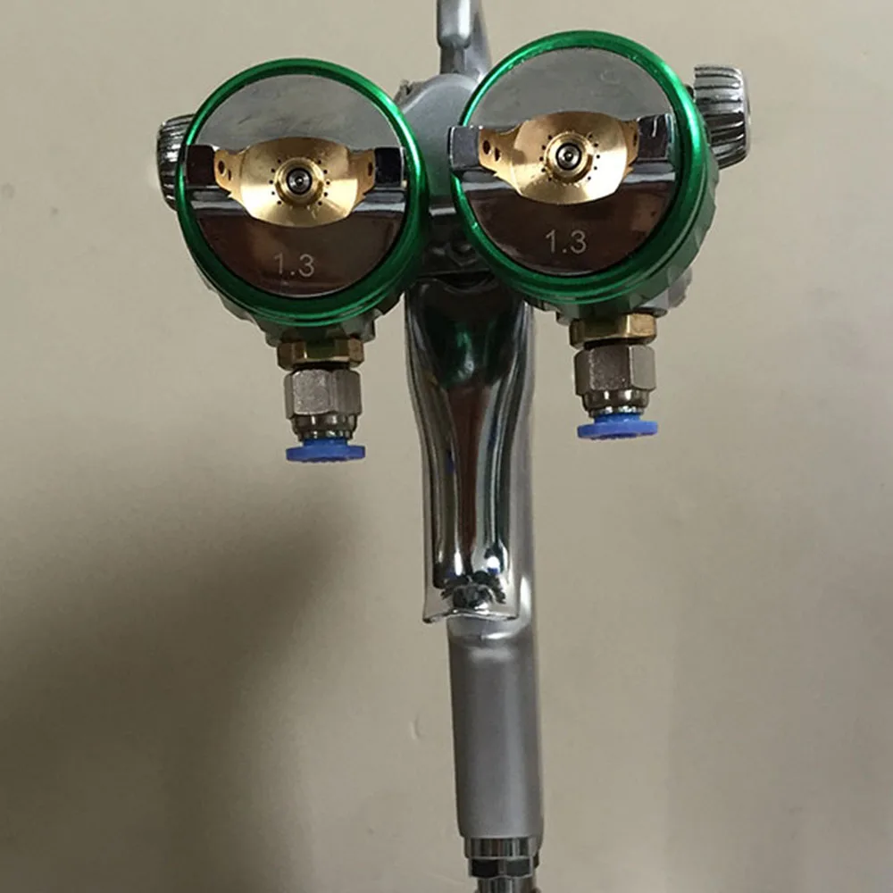 SAT1189 air paint wooden furniture pressure feed automotive guns dual head pneumatic spray gun silver mirror chrome paint gun SAT1189 air paint wooden furniture pressure feed automotive guns dual head pneumatic spray gun silver mirror chrome paint gun